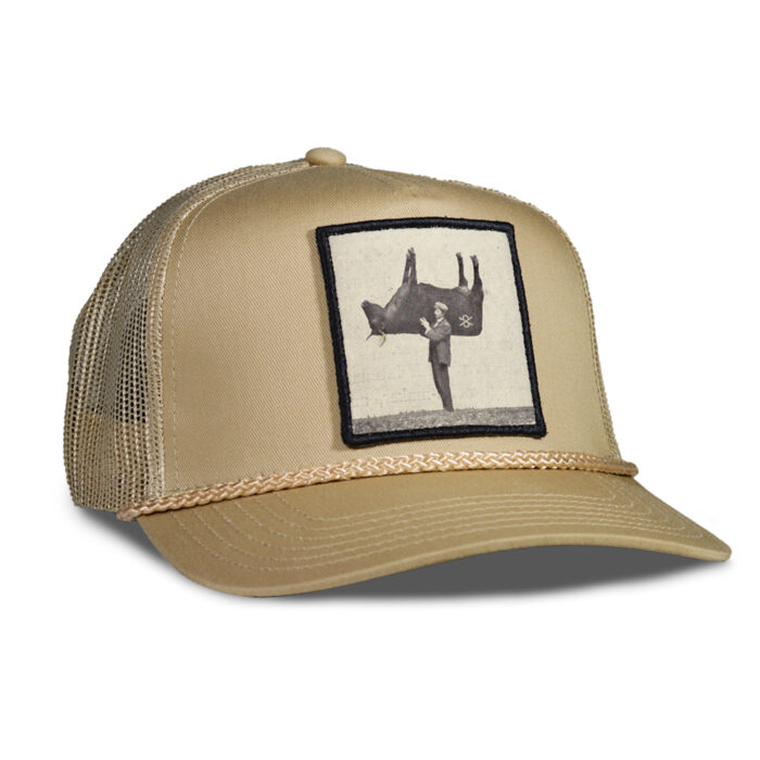 Farmer Lifting Cow Stanley Rope Trucker Hat